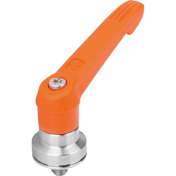 Adjustable Handle W Clamp Force Intensif Size:5 M12X50, Plastic Orange Ral2004, Comp:Stainless Steel